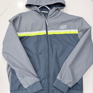 New Balance Men's Gray Windbreaker with Yellow Accent